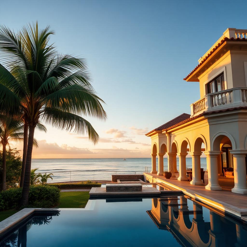Villa frente al mar en Puerto Vallarta al atardecer